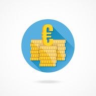 Vector Coin Stacks and Euro Sign Icon