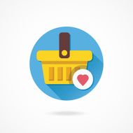 Vector Shopping Basket and Heart Shape Icon Favorite Goods Concept N2