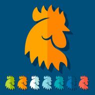 Flat design cock bird agriculture N4