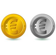 Euro coin isolated silver and gold