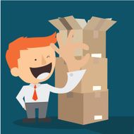 businessman with brown cardboard