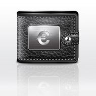 Leather wallet with euro vector