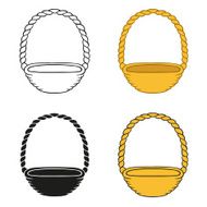 set of wicker baskets on a white background