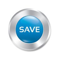 Save button Red round sticker Isolated
