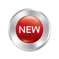 New button Red round sticker Isolated
