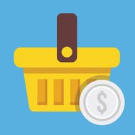 Vector Shopping Basket and Silver Coin Icon