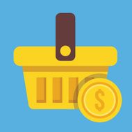 Vector Shopping Basket and Gold Coin Icon