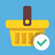 Vector Shopping Basket and Check Mark Icon