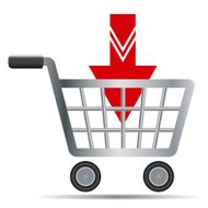 Shopping carts with red arrow