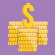 Vector Coin Stacks and Dollar Sign Icon