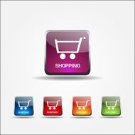Shopping Cart Rounded Square Vector Button Icon Set