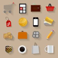 Shopping Flat Icons Set Vector Illustration