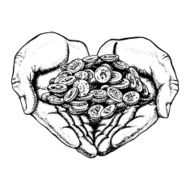 pile of coins in the palms N2