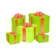 Vector gift box with red bow ribbon N2