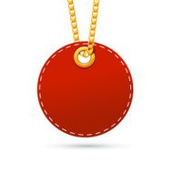 Label tag hanging on golden chain