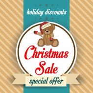 Christmas sale design with teddy bear