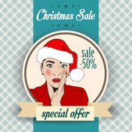Christmas sale design with sexy Santa girl N2