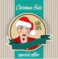 Christmas sale design with sexy Santa girl N3