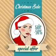 Christmas sale design with sexy Santa girl N4