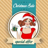 Christmas sale design with sexy Santa girl N6
