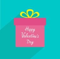Gift box with ribbon and bow Long shadow Valentines day N2