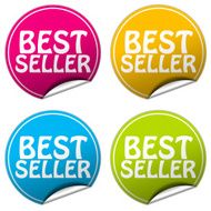 Best seller round stickers set on white background