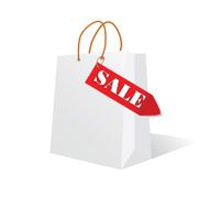 paper bag white color with sale label illustration