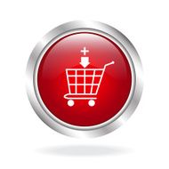 Cart icon red glossy with white background N2