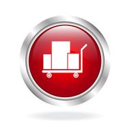 Cart icon red glossy with white background N3