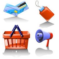 set of different items which use in selling