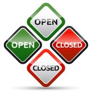 OPEN - CLOSED color board with shadow on white background