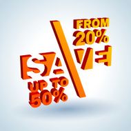 Red 3D vector text of sale discount price offer N11