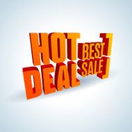 Red 3D vector text of sale discount price offer N12