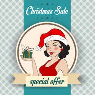 Christmas sale design with sexy Santa girl N7