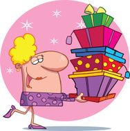 Blond Lady Shopper With Background