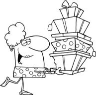 Black and White Blond Lady Shopper