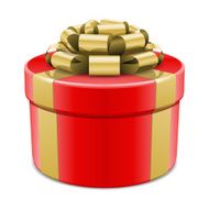Red gift box with gold ribbon