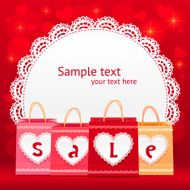 Valentines day vector shopping bag lacy card N2