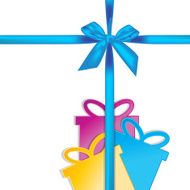 Gift bow with box shape isolated