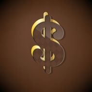 Money sign on brown background