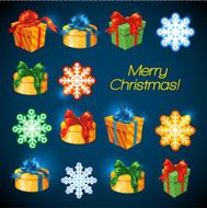 Vector gift box background with bows and ribbons Snowflakes N2