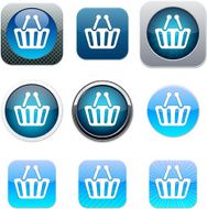 Shopping cart blue app icons