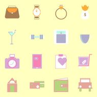 Simple lifestyle color icons on yellow background N2