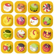 Flat Christmas Icons Objects Collection