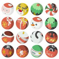 flat christmas icons objects collection detailed vector illustration