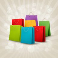 Background with colorful shopping bags Discount concept Vector illustration N2