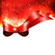 Red gift bow with floral curl Vector