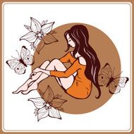 The girl fashion beauty and flowers N2