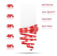 Abstract sale tag with red ribbon Blank template Vector
