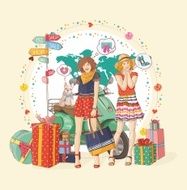 Girls with shopping N2